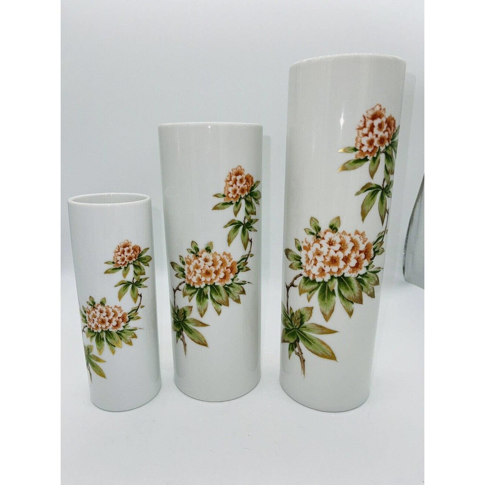 3 Vintage Franklin Porcelain Vases 9.75”, 8.25”, 6.25” Limited Edition 1977
